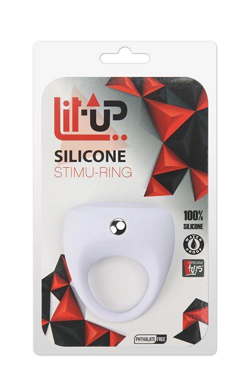 Белое эрекционное кольцо LIT-UP SILICONE STIMU RING 7